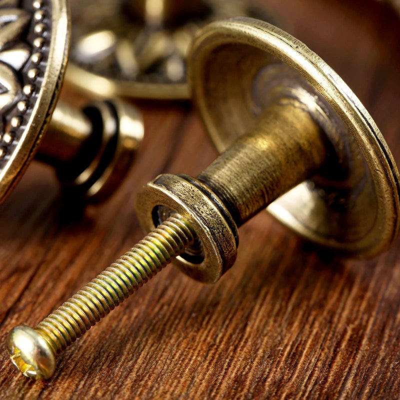 Mgoodoo 5 Pcs Vintage Flower Cabinet Knobs, Antique Bronze Drawer Pulls, Flower Shape Dresser Knobs for Furniture Cabinet Drawer,Dresser, Cupboard, Kitchen Cabinets - Image 2